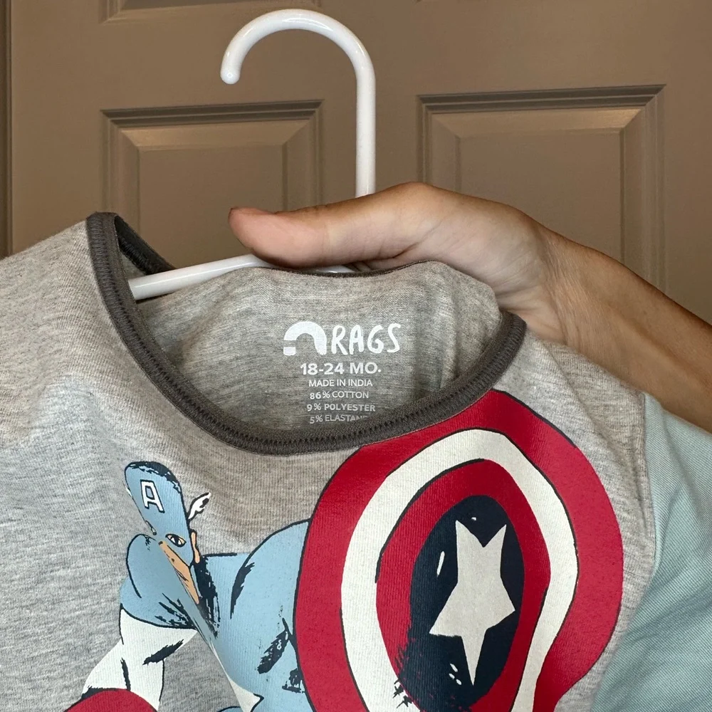 Rags Marvel Captain America Romper‎ Size 18-24 months NWT